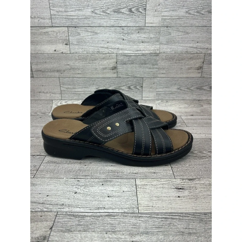 Clarks Sandals‎ Shoes Womens Size 7 Medium Leather Slide Comfort Casual 37319